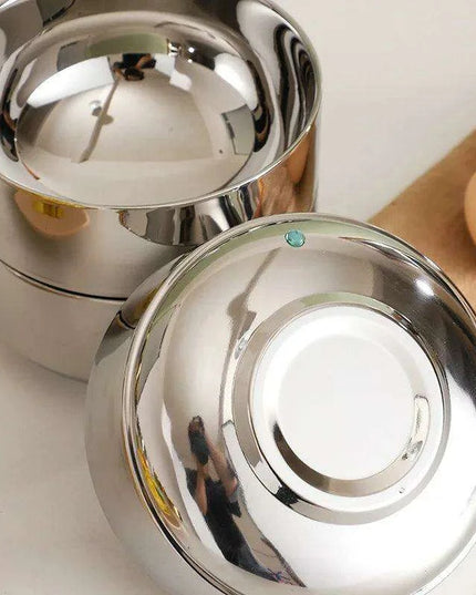 Elegant Dual-Layer Stainless Steel Bowls - Essential for Modern Korean Dining