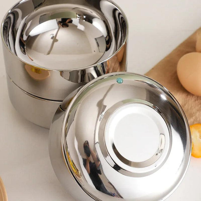 Elegant Dual-Layer Stainless Steel Bowls - Essential for Modern Korean Dining