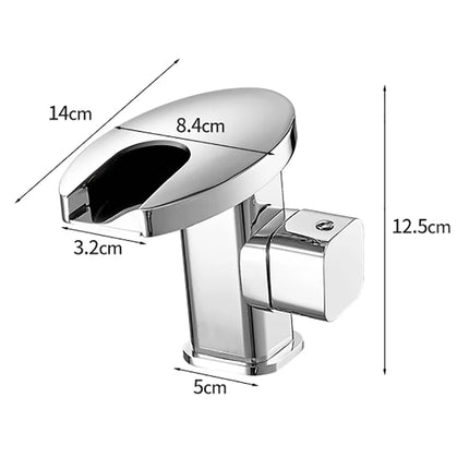 BAKALA Brass Waterfall LED Bathroom Faucet, Color Change, Mixer Tap
