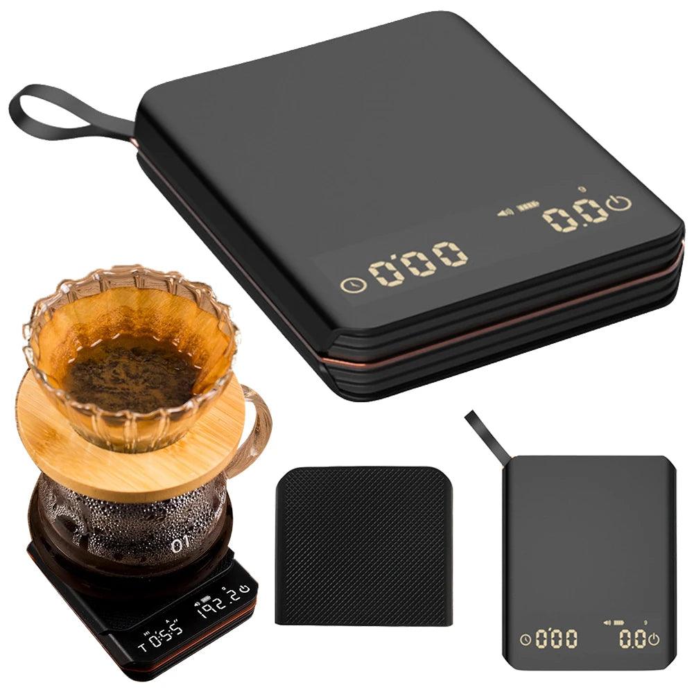 Compact Rechargeable Coffee Scale with Timer and LED Display
