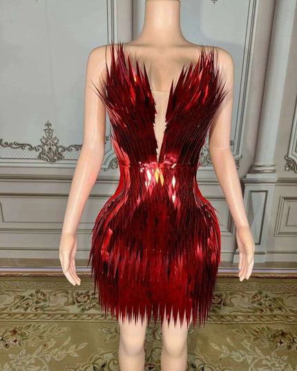 Stunning Silver Sequin Mermaid Gown with Deep V Neck and High Side Slit for Glamorous Nights