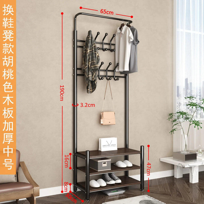 Modern Entryway Organizer with Hooks - Stylish Storage Solution for Shoes and Coats