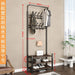 Modern Entryway Organizer with Hooks - Stylish Storage Solution for Shoes and Coats