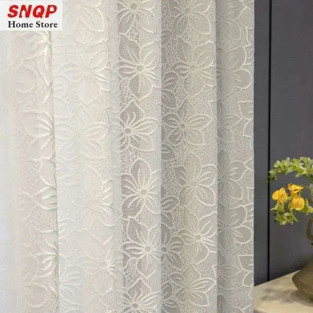 Luxurious Customizable White Tulle and Lace Window Treatments for Sophisticated Interiors