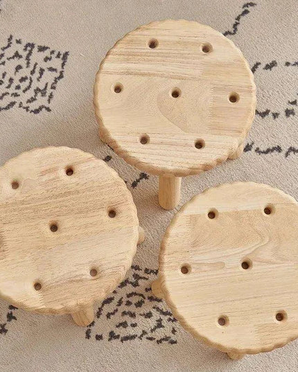 Stylish Solid Wood Children's Cookie Bench - Versatile Low Stool for Home and Play Areas