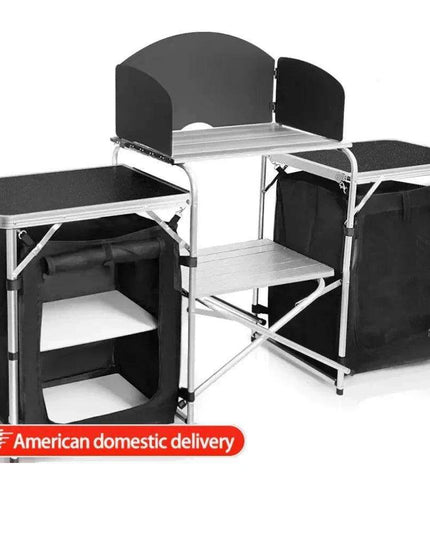 Versatile Roll-Top BBQ Table with Windscreen & Generous Storage - Black2cabinet
