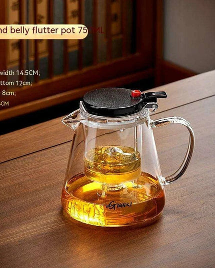 Sophisticated 750ml Glass Teapot Set with Effortless Pouring and Detachable Filter - Includes Matching Cups