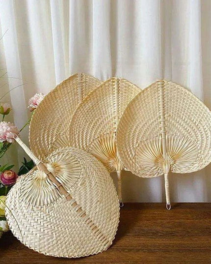 Handcrafted Bamboo Heart-Shaped Fan for Summer Celebrations and Home Elegance