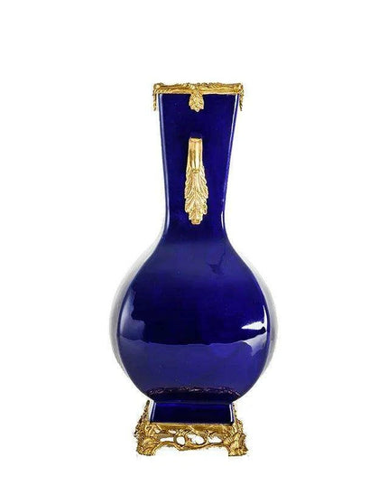Elegant Ceramic and Copper Decorative Vase