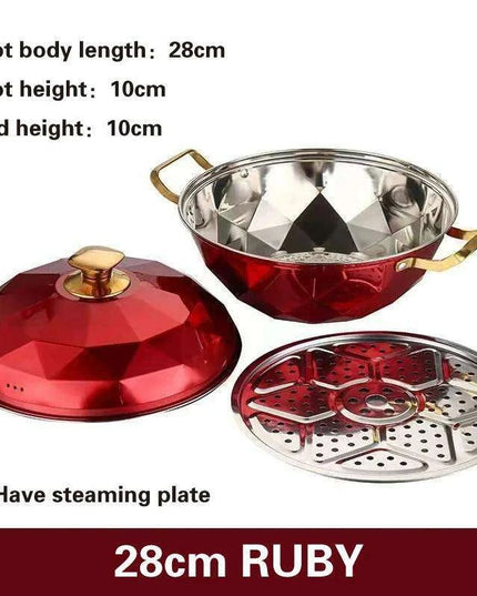 Versatile 304 Stainless Steel Cooking Pot with Integrated Steamer Basket