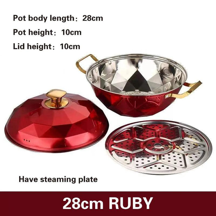 Versatile 304 Stainless Steel Cooking Pot with Integrated Steamer Basket