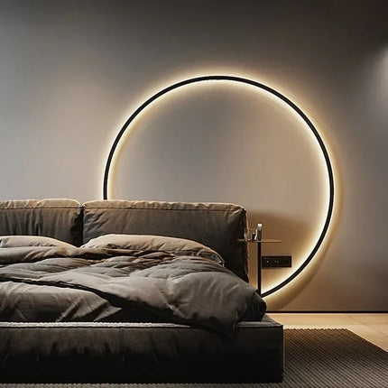 Nordic Round Ring LED Wall Sconce — USB & AC, Black or Gold, D30–D120cm | Très Élite