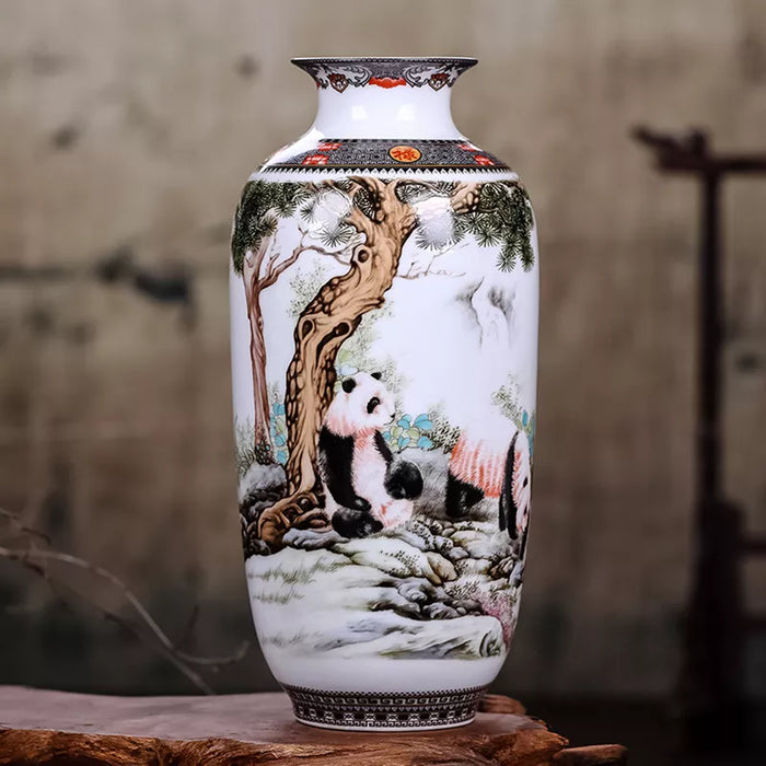 Vintage Chinese Animal Motif Ceramic Vase - Traditional Elegance