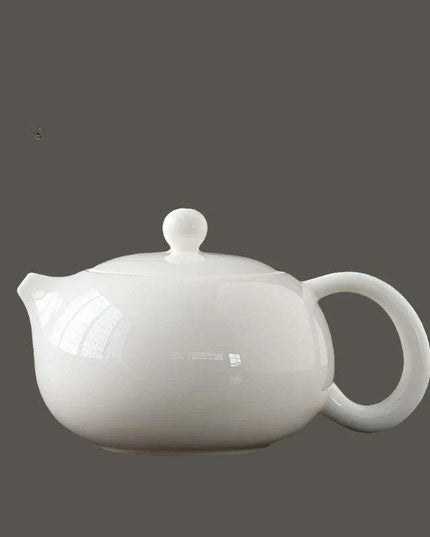 Elegant Sheep Fat Jade Porcelain Kung Fu Tea Set with Side Handle Filter - Xishi Pot