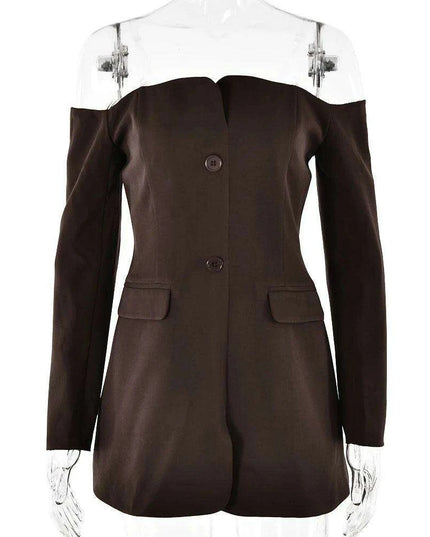 Elegant Backless Long Sleeve Dress with Patchwork Design and Pockets for Women