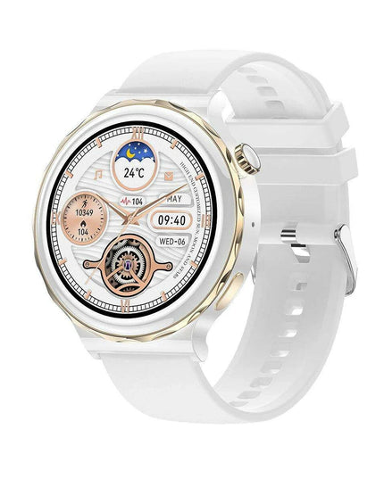 Stylish White Fitness Smartwatch with Comprehensive Health Tracking and NFC Integration