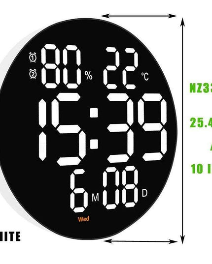 Stylish 10" or 12" Digital LED Wall Clock with Dual Alarms, Temperature Display, and Calendar for Modern Home Decor