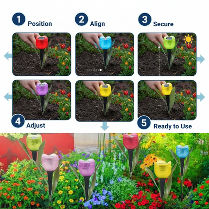 Solar LED Tulip Garden Lights — Waterproof Outdoor Pathway Decor