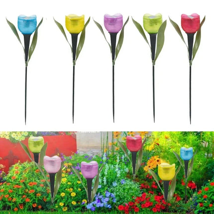 Solar LED Tulip Garden Lights — Waterproof Outdoor Pathway Decor