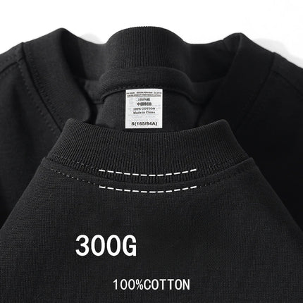 300g Heavyweight Cotton T-Shirt — Unisex, Loose Fit, Round Neck