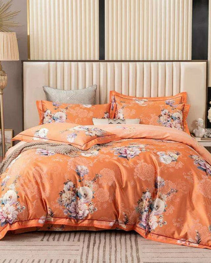 Elegant European Vintage Floral Jacquard Cotton Bedding Set for Weddings with Duvet Cover and Sheet Choices