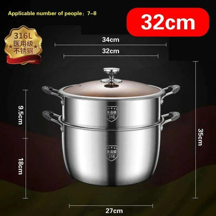 Large Capacity Heavy-Duty 316 Stainless Steel Congee Cooker - Elevate Your Culinary Skills