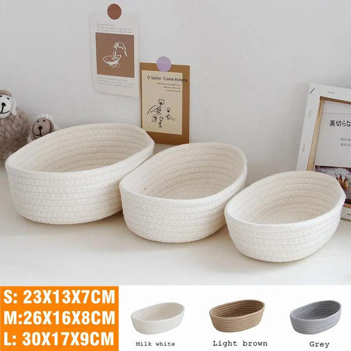 Stylish Scandinavian Cotton Rope Storage Baskets - Elegant Desktop Organizer