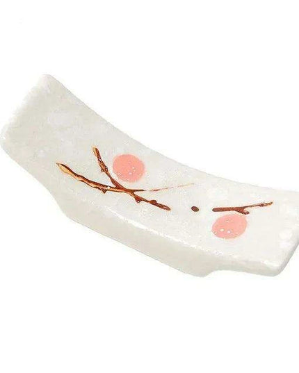 Elegant Japanese Plum Blossom Ceramic Chopstick Rest for Stylish Dining