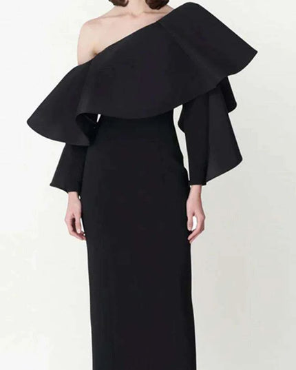 Customizable One-Shoulder Asymmetrical Ruffled Evening Gown