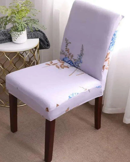 Chic Dark Blue Floral Slipcover for Nordic-Inspired Chairs