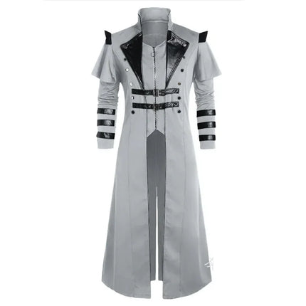 Vintage Halloween Medieval Steampunk Assassin Elves Pirate Costume Adult Men Black Long Split Jacket Gothic Armor Leather Coats vintage-halloween-medieval-steampunk-assassin-elves-pirate-costume-adult-men-black-long-split-jacket-gothic-armor-leather-coats