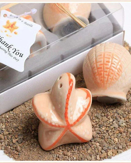 Whimsical Starfish Ceramic Salt and Pepper Shakers - Nautical Kitchen Decor