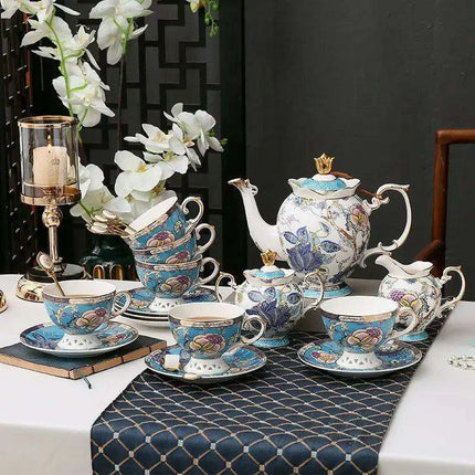 Elegant 5-Piece European Bone China Tea and Coffee Serving Set for Afternoon Delights