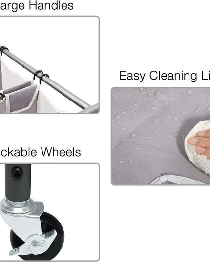 4-Section Portable Laundry Organizer with Waterproof Bags for Effortless Sorting