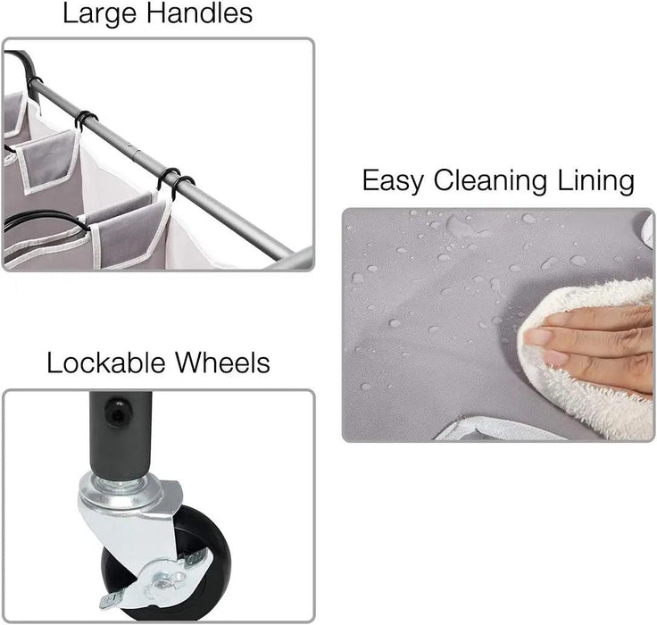 4-Section Portable Laundry Organizer with Waterproof Bags for Effortless Sorting