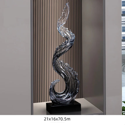 Home Decor Wind and Water Rising Decorations,Blue Resin Sculpture Luxu