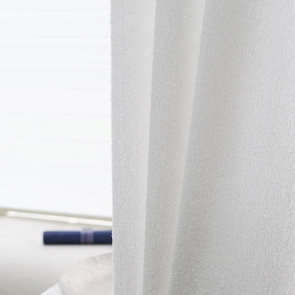 Silver Sequined Jacquard Sheer Curtains – Custom Width, Multiple Headings