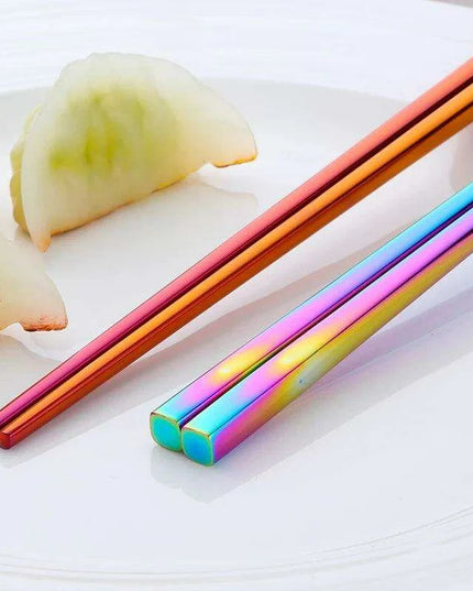 Sleek and Sturdy Stainless Steel Chopsticks - Ergonomic Non-Slip Grip for Sushi and Asian Cuisine