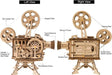 Vintage 3D Wooden Film Projector Puzzle Kit - Robotime ROKR Vitascope LK601