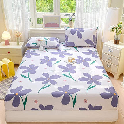 Housewear Cotton Fitted Sheet - Soft, Comfortable, Elastic Band, Print