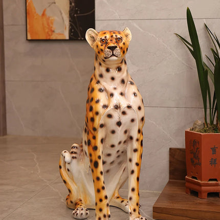 Home Decor Leopard Statue Gardens Ornament Creative Courtyards Decorat