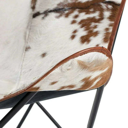 Vintage Elegance Cowhide Leather Folding Butterfly Chair