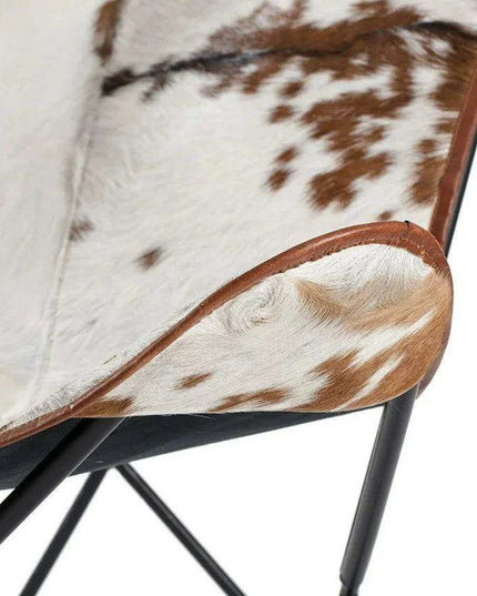 Vintage Elegance Cowhide Leather Folding Butterfly Chair