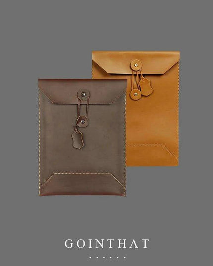 Sleek Leather A4 Document Organizer and Tech Case - Your Essential Business Companion