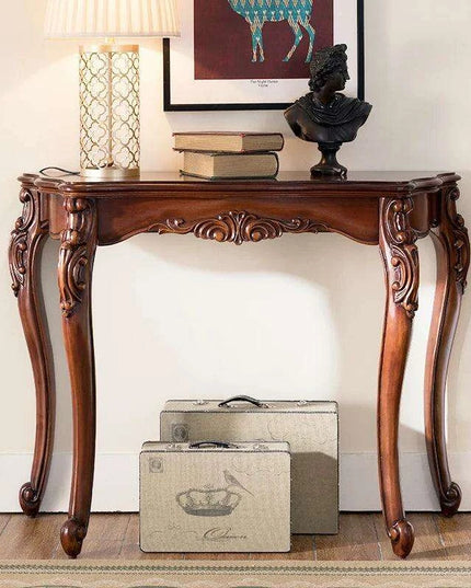 Elegant Vintage Solid Wood Console Table for Hallway – Timeless European Charm
