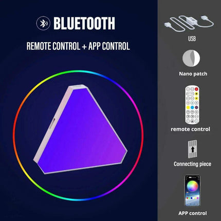 Illuminating RGB Triangle Wall Fixture with 60 Scene Modes & Music Synchronization for Enchanting Atmosphere