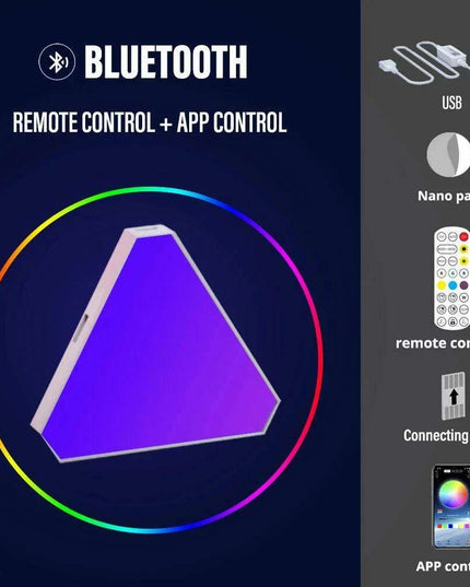 Illuminating RGB Triangle Wall Fixture with 60 Scene Modes & Music Synchronization for Enchanting Atmosphere