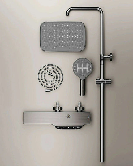 Digital Luxury Brass Gunmetal LED Shower System with Dual Control Faucet