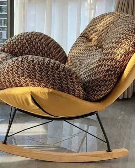 Plush Velvet Nordic Rocking Chair - Elegant Lounge Seating for Ultimate Relaxation