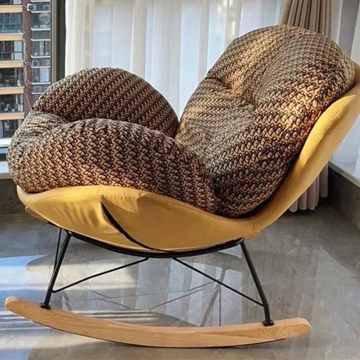 Plush Velvet Nordic Rocking Chair - Elegant Lounge Seating for Ultimate Relaxation